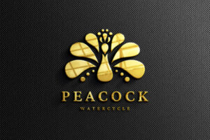 3D Golden Logo Mockup with Reflection