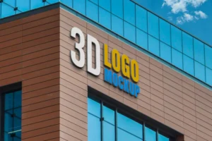 3D Logo Mockup on Building Wall