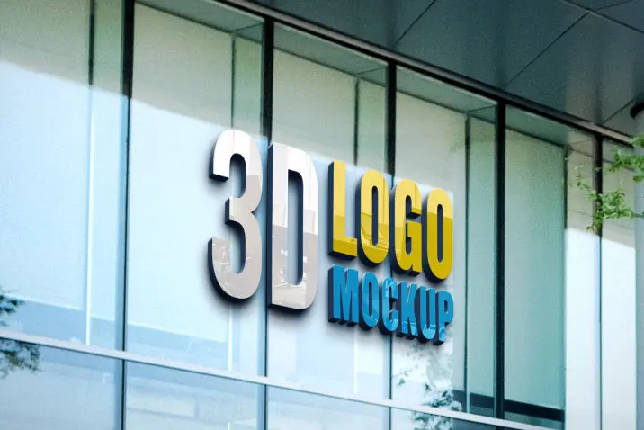3D Logo Mockup on Glass