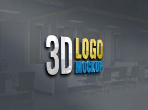 3D Logo Mockup on Sideways Wall