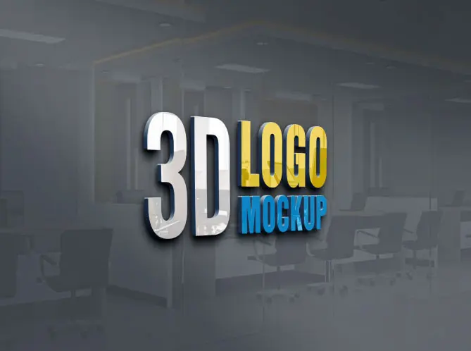 3D Logo Mockup on Sideways Wall