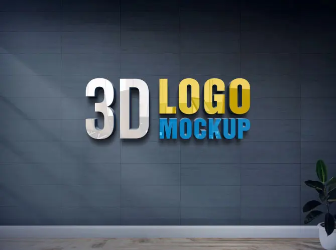 3D Logo Mockup on Wall