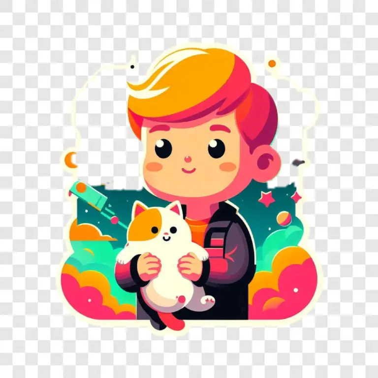 Boy and Cat Stickers