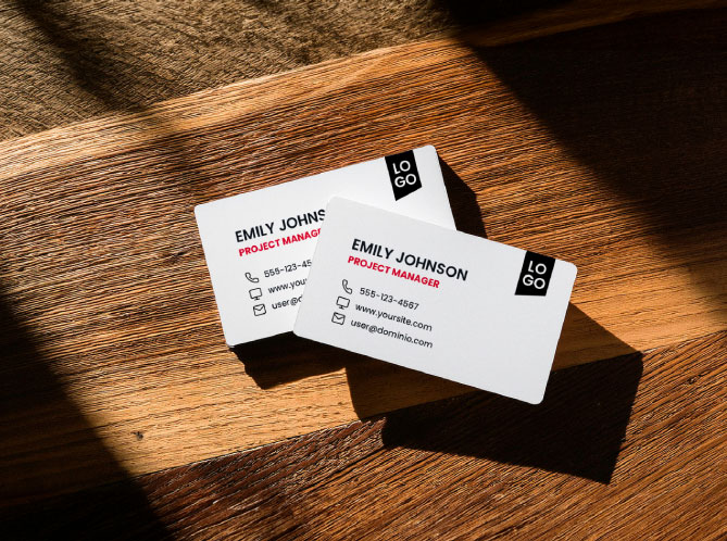 Business Card Mockup on Wood