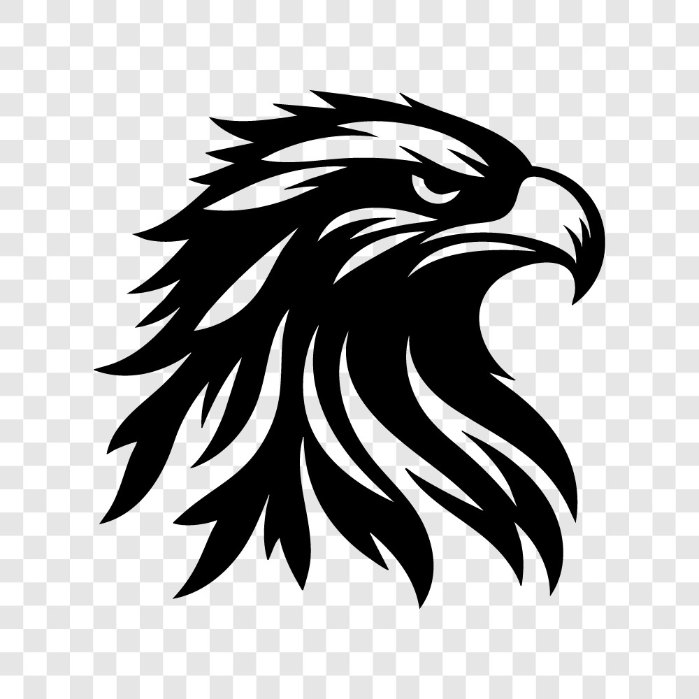 Elegant Black Eagle Head Silhouette with Sharp Details