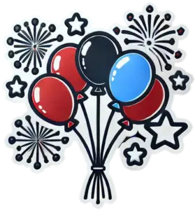 Festive Balloons and Fireworks Sticker