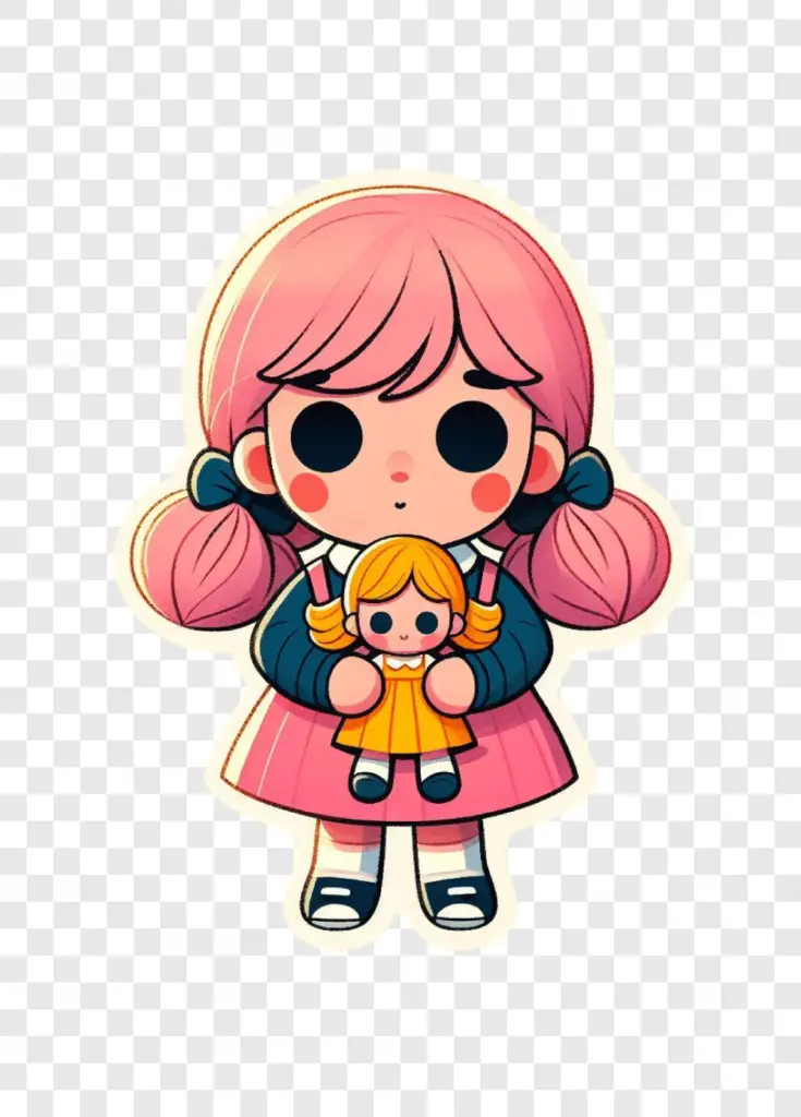 Girl Carrying Doll Sticker