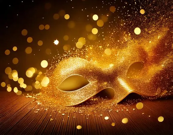Golden Glitter Celebration Year Background, Golden Mask Glitter
