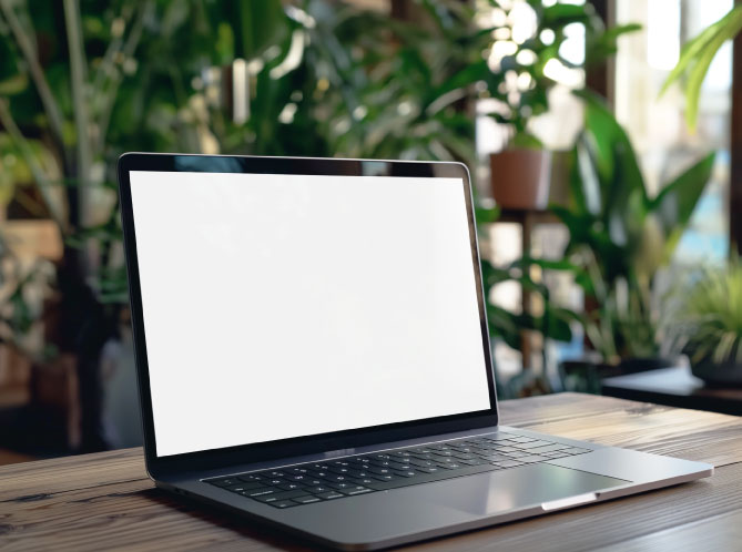 Macbook Pro With Background Greenery Mockup