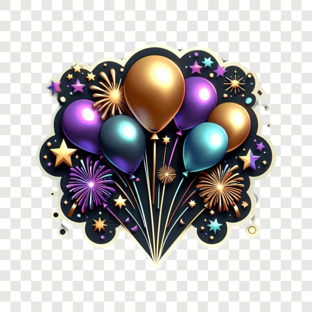 Party Time with Balloons and Fireworks