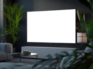 Smart Tv on living room Mockup