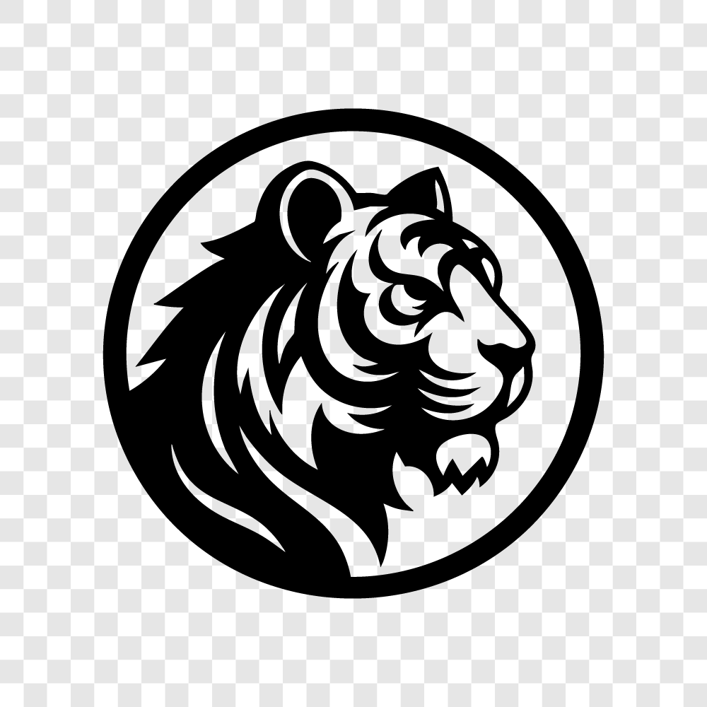 Black Silhouette Tiger Head
