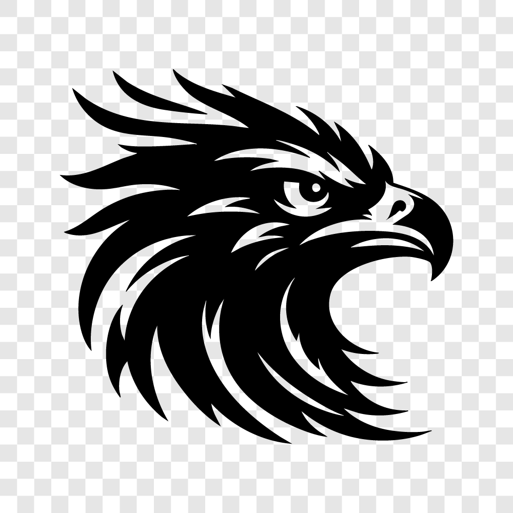 Dashing Black Silhouette Eagle Head
