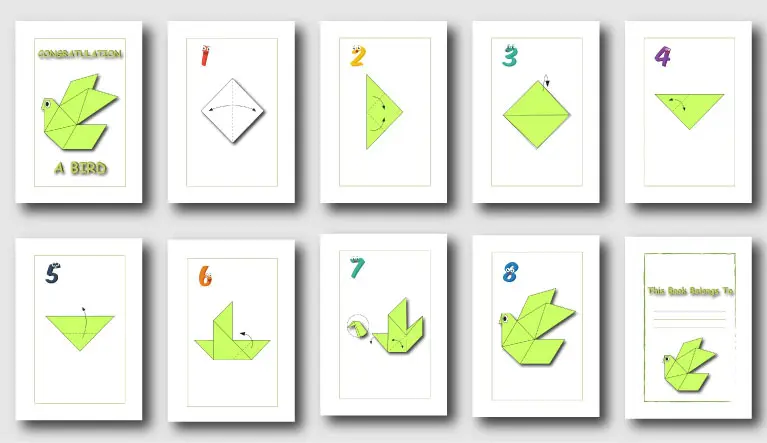 Printable A Bird Origami KDP Interiors