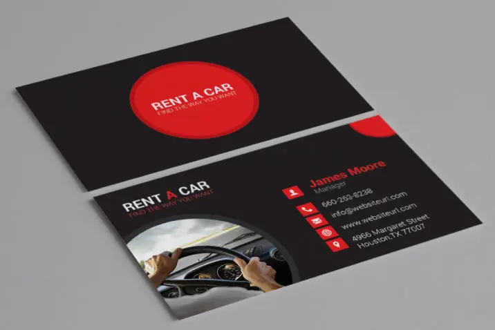 car rent business card