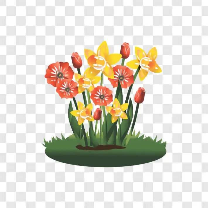 daffodil and tulip garden png