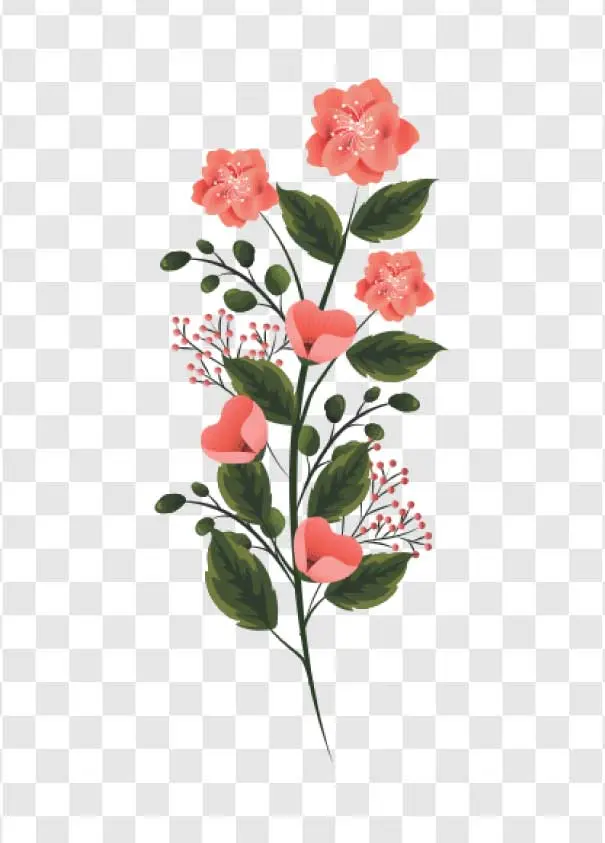 elegant blossom stem png