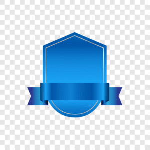 elegant blue shield badge with ribbon