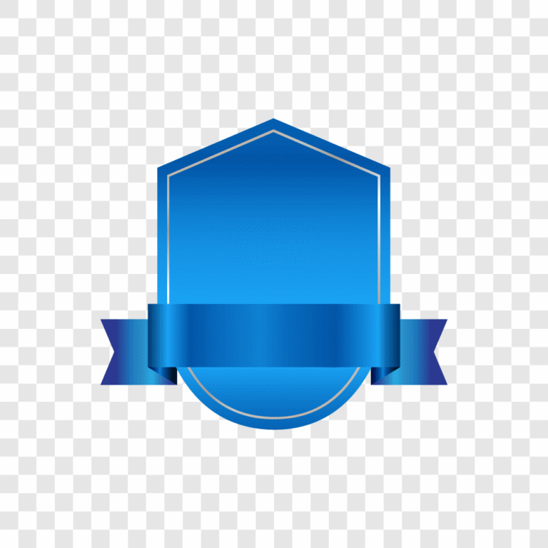 elegant blue shield badge with ribbon