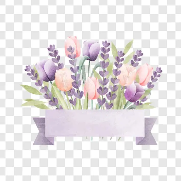floral ribbon banner png