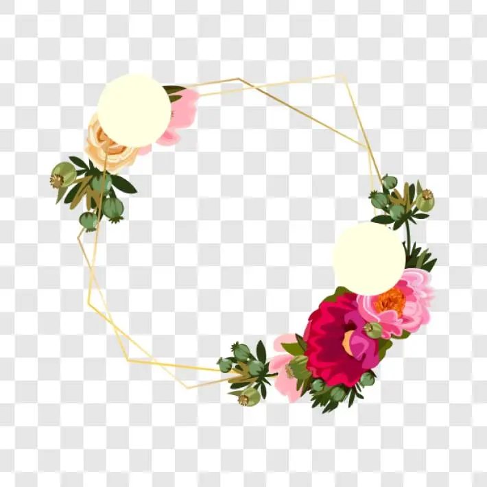 gold frame floral wreath png