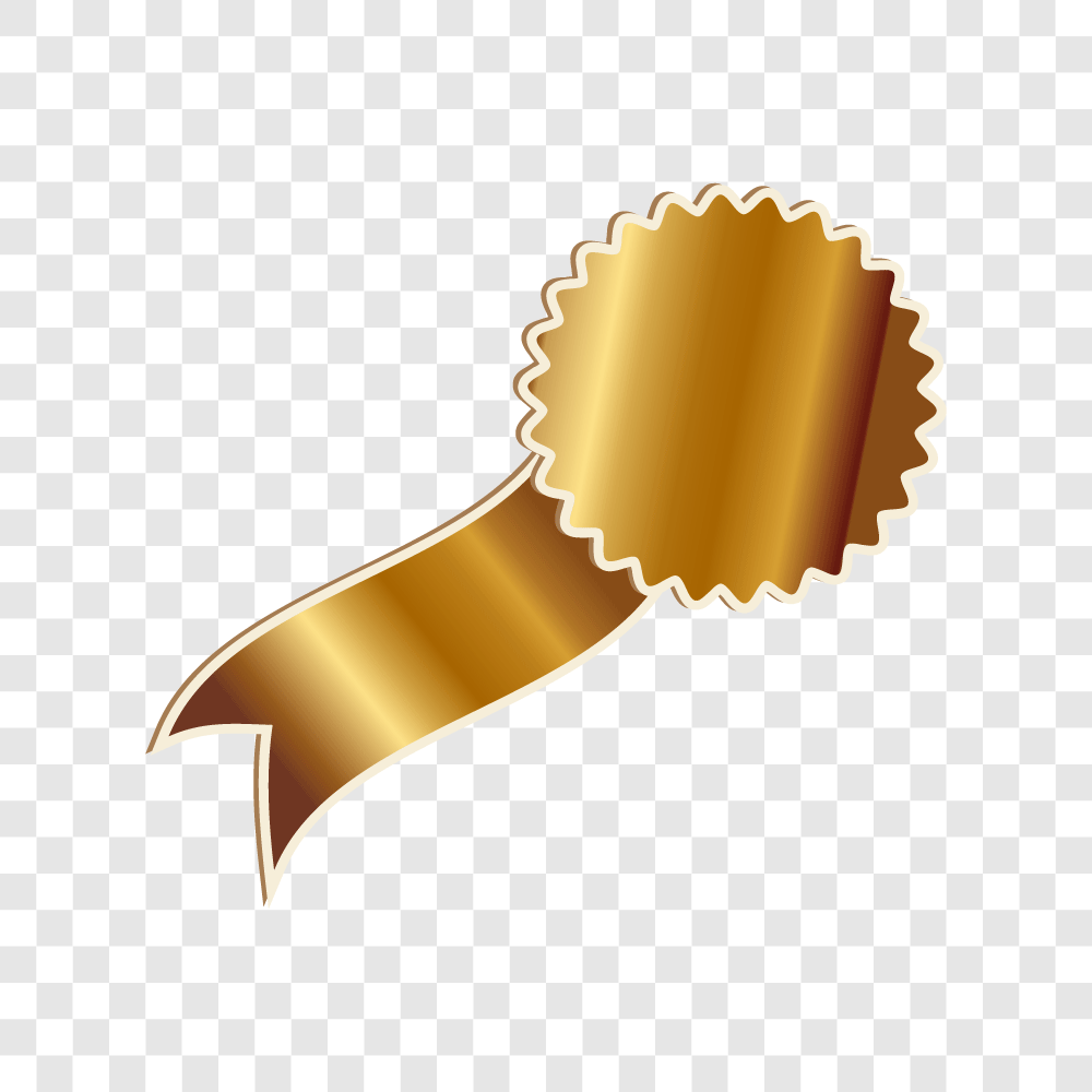 golden medal badge ribbon png