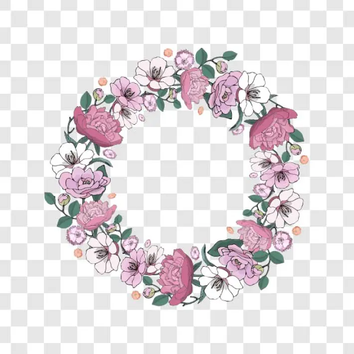 hand drawn floral circle png