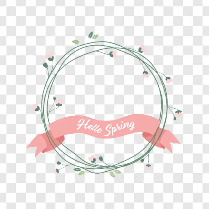 hello spring floral frame png