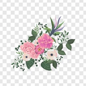 pink romantic hand painted flower png