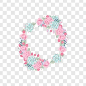 pink and mint flower wreath png