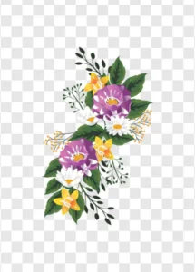 purple and yellow flowers arrangement png