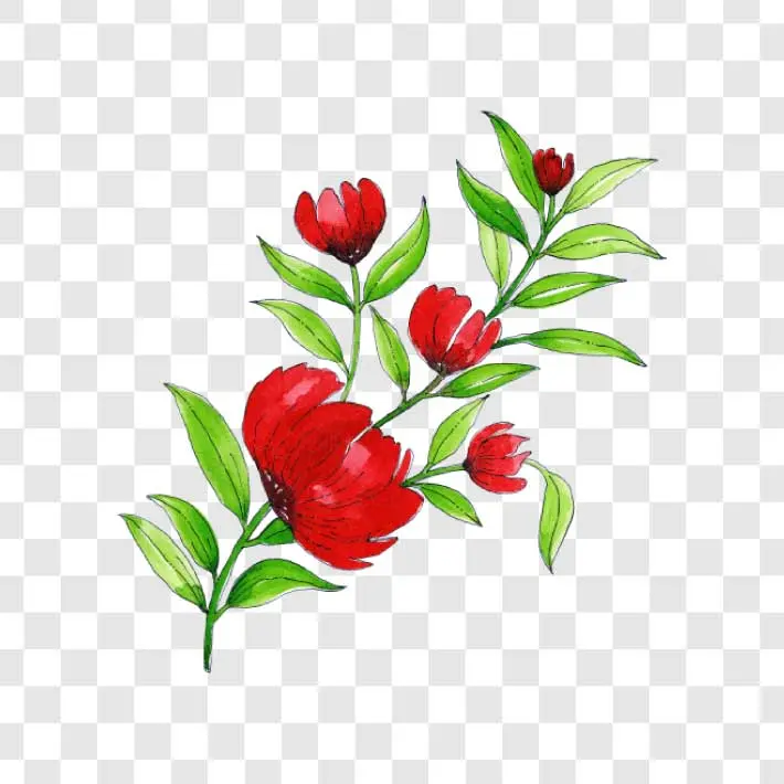 red flower art png