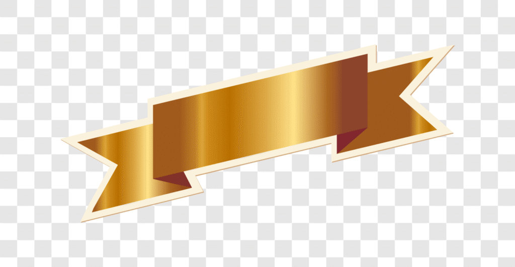 shiny gold label ribbon element