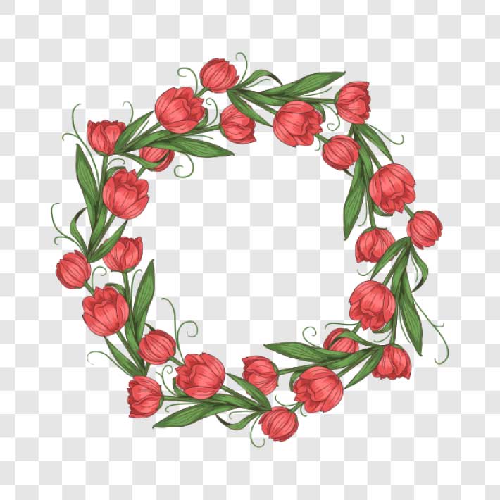tulip flower circle frame png