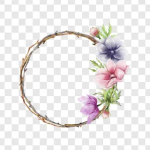 twisted branch flower wreath png