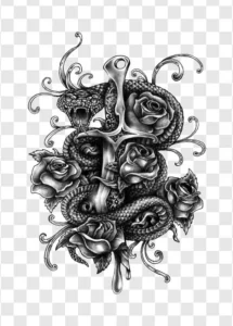 hand draw dagger and snake