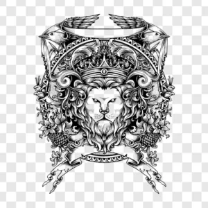 hand draw lion crest