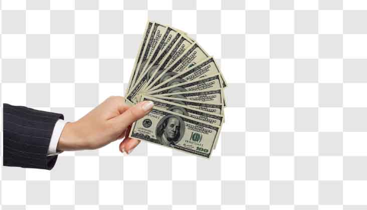 hand holding transparent dollar