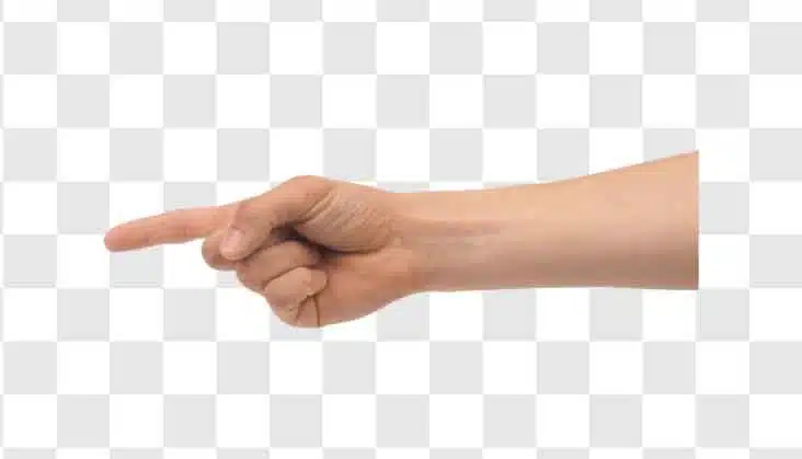 hand pointing at transparent background