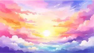 aesthetic and sunset scene illustration
