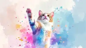 cute cat illustration with pastel background