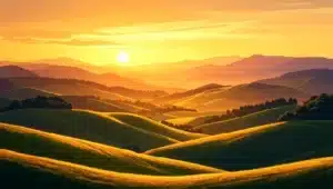 golden hour over hills