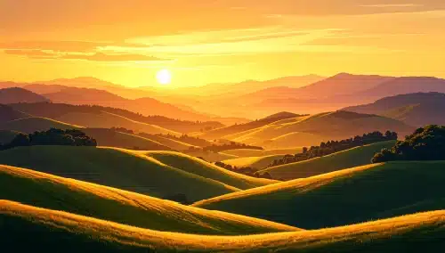 golden hour over hills