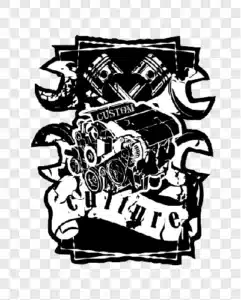 illustration of car engine and piston