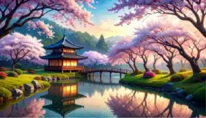 japanese style with blossom view