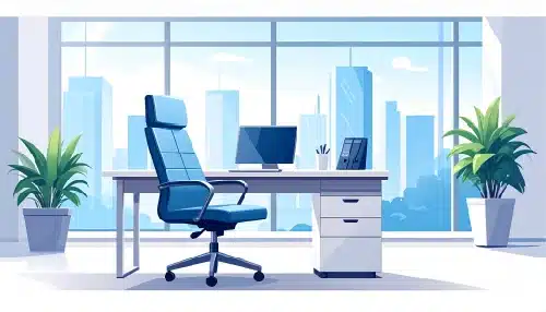 minimalist flat design office workspace