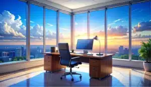 minimalist style with office view