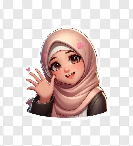 adorable muslim girl waving