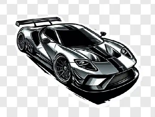 black sports car illustration sticker