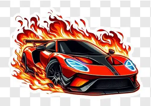 burning speed racer illustration